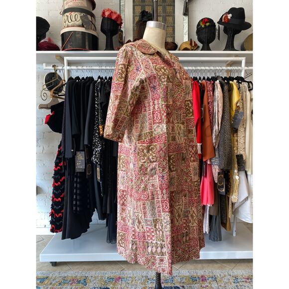 vintage 1950s atomic print smock, 50s housecoat robe loungewear, rockabilly 38 - Picture 7 of 10